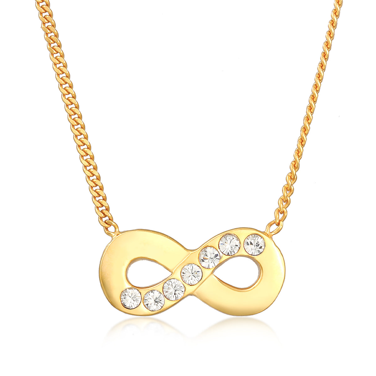 Gold - Elli | Halskette Infinity Anhänger | Mit Kristallen von Swarovski® (Weiß) | 925er Sterling Silber