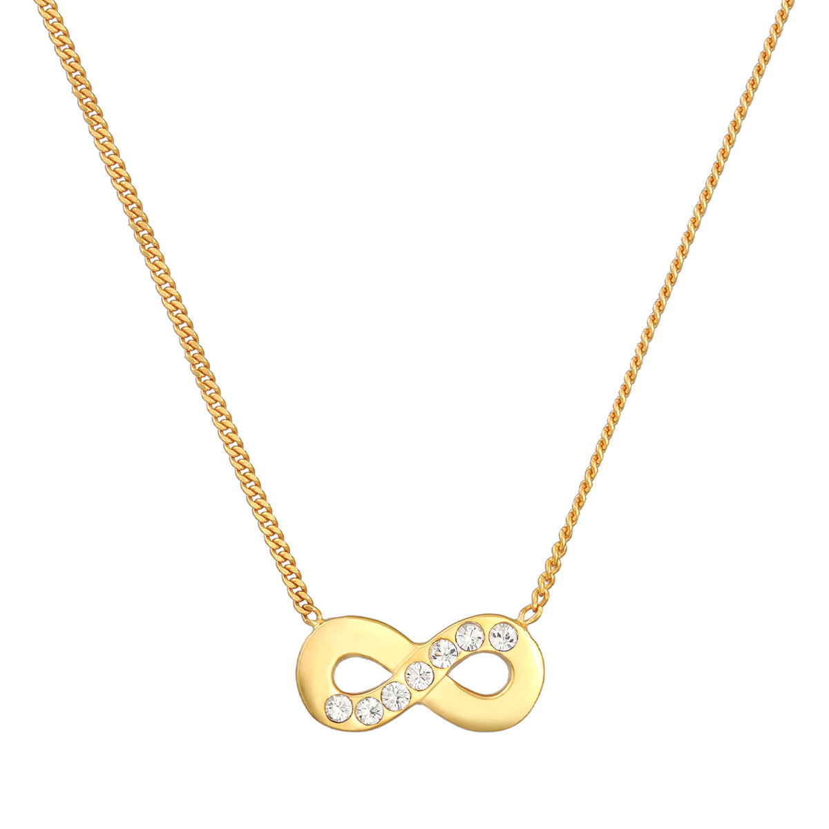 Gold - Elli | Halskette Infinity Anhänger | Mit Kristallen von Swarovski® (Weiß) | 925er Sterling Silber