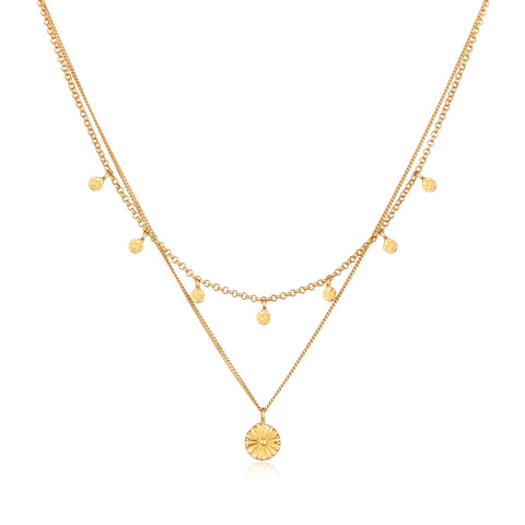Gold - Elli | Layer-Halskette Plättchen | 925er Sterling Silber vergoldet