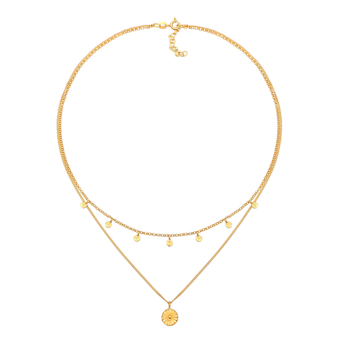 Gold - Elli | Layer-Halskette Plättchen | 925er Sterling Silber vergoldet