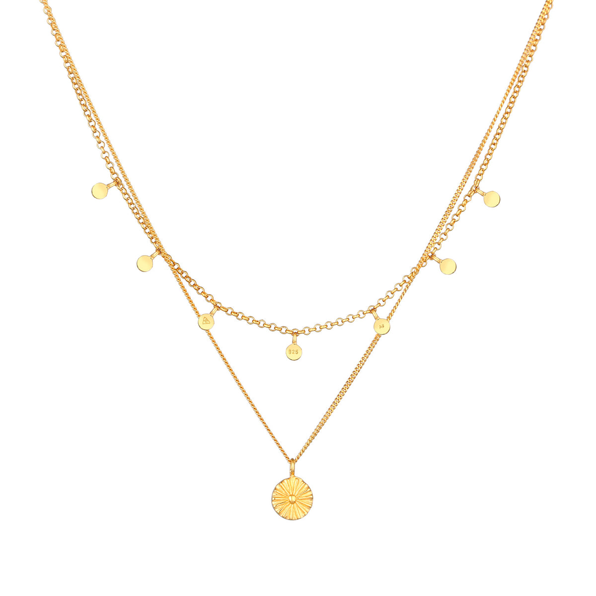 Gold - Elli | Layer-Halskette Plättchen | 925er Sterling Silber vergoldet