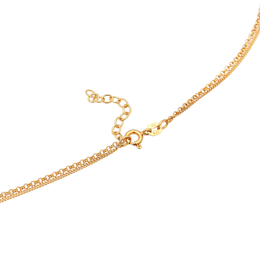 Gold - Elli | Layer-Halskette Plättchen | 925er Sterling Silber vergoldet