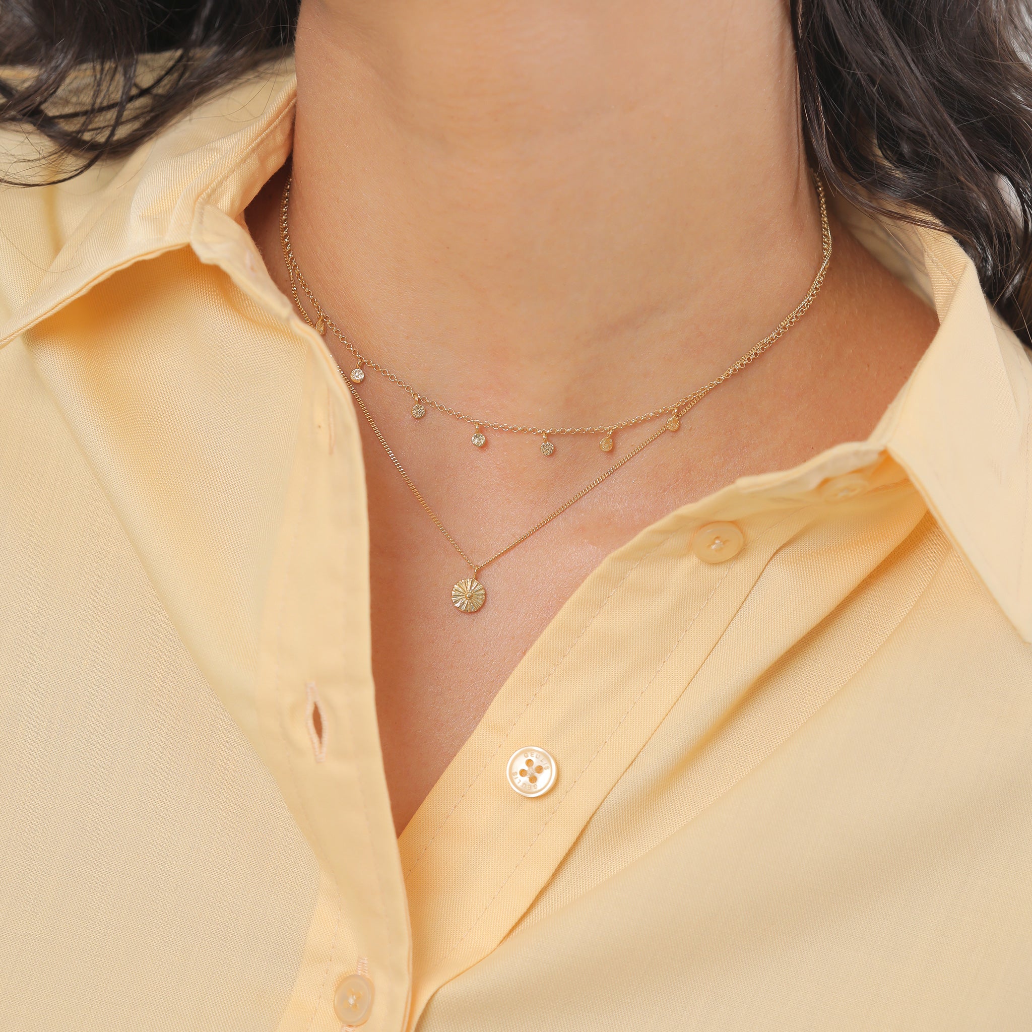 Gold - Elli | Layer-Halskette Plättchen | 925er Sterling Silber vergoldet