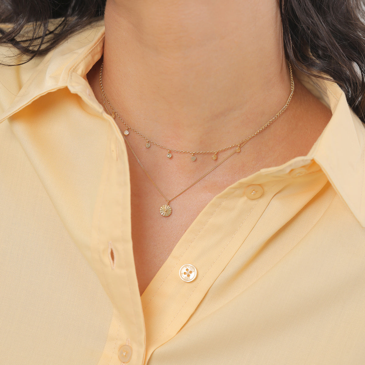Gold - Elli | Layer-Halskette Plättchen | 925er Sterling Silber vergoldet
