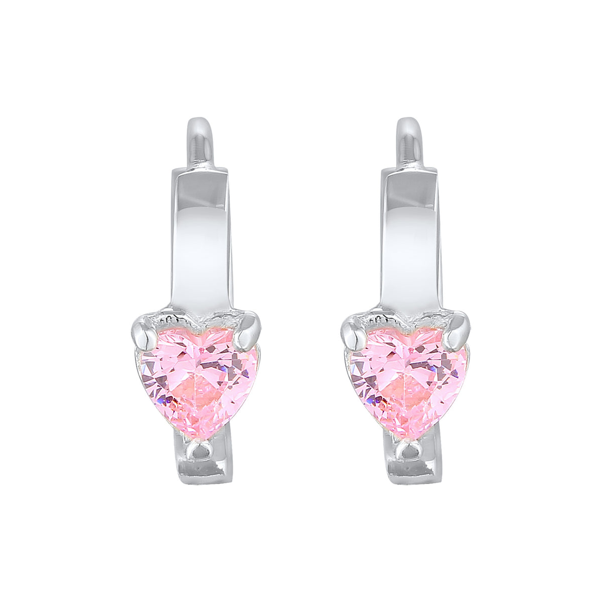 Silber - Elli | Creolen Herz | Zirkonia (Rosa) | 925er Sterling Silber