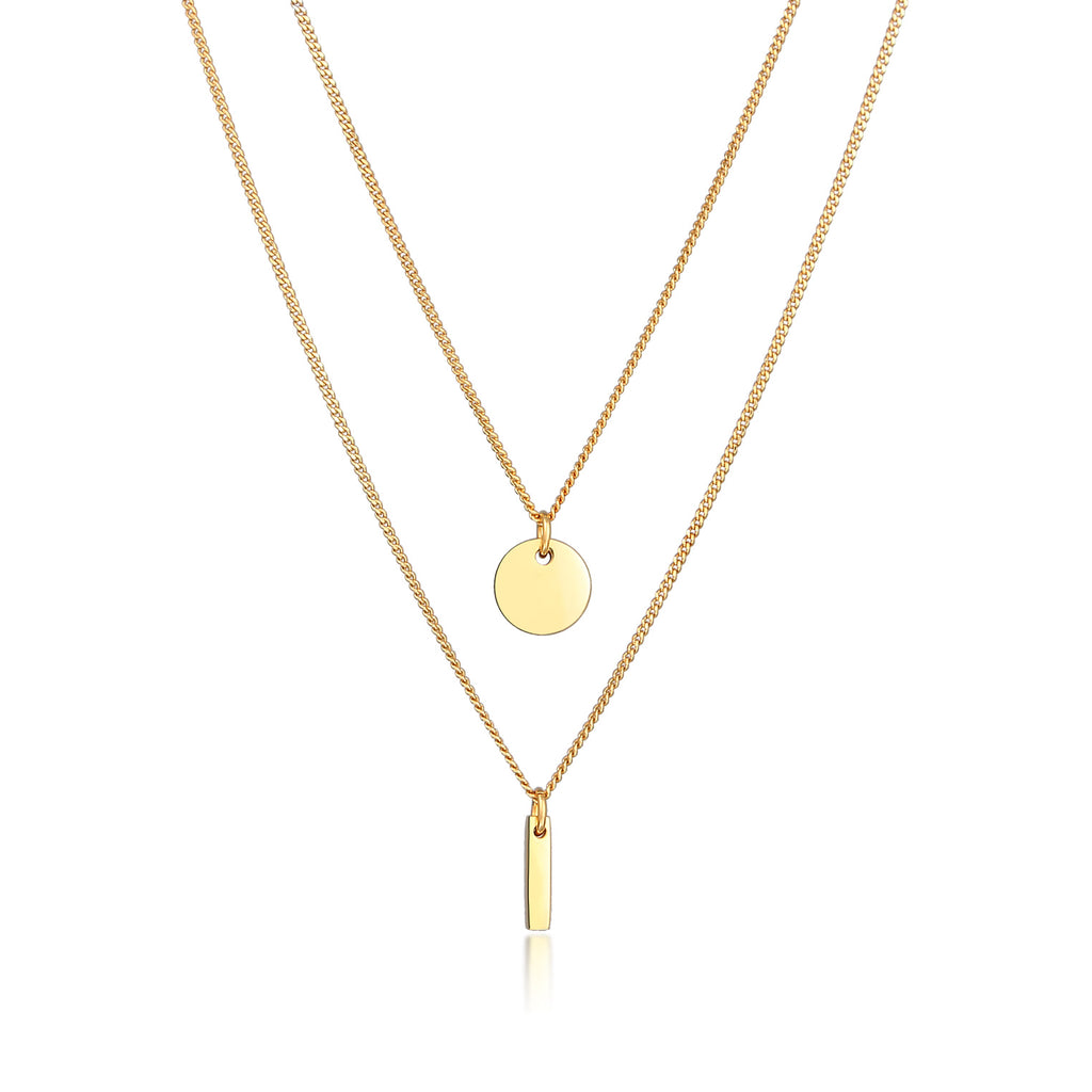 Gold - Elli | Layer-Halskette Stab Geo | 925 Sterling Silber vergoldet