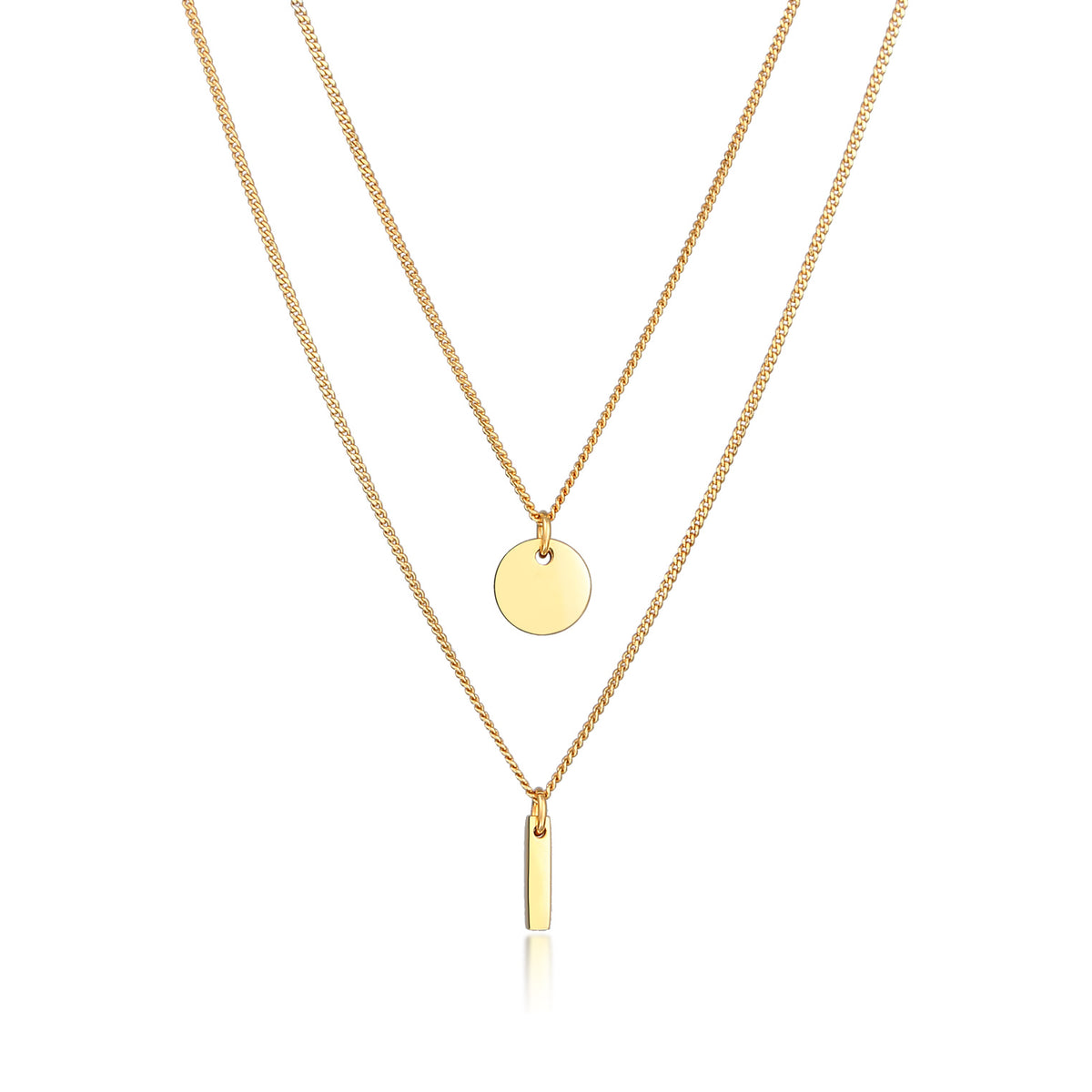 Gold - Elli | Layer-Halskette Stab Geo | 925 Sterling Silber vergoldet