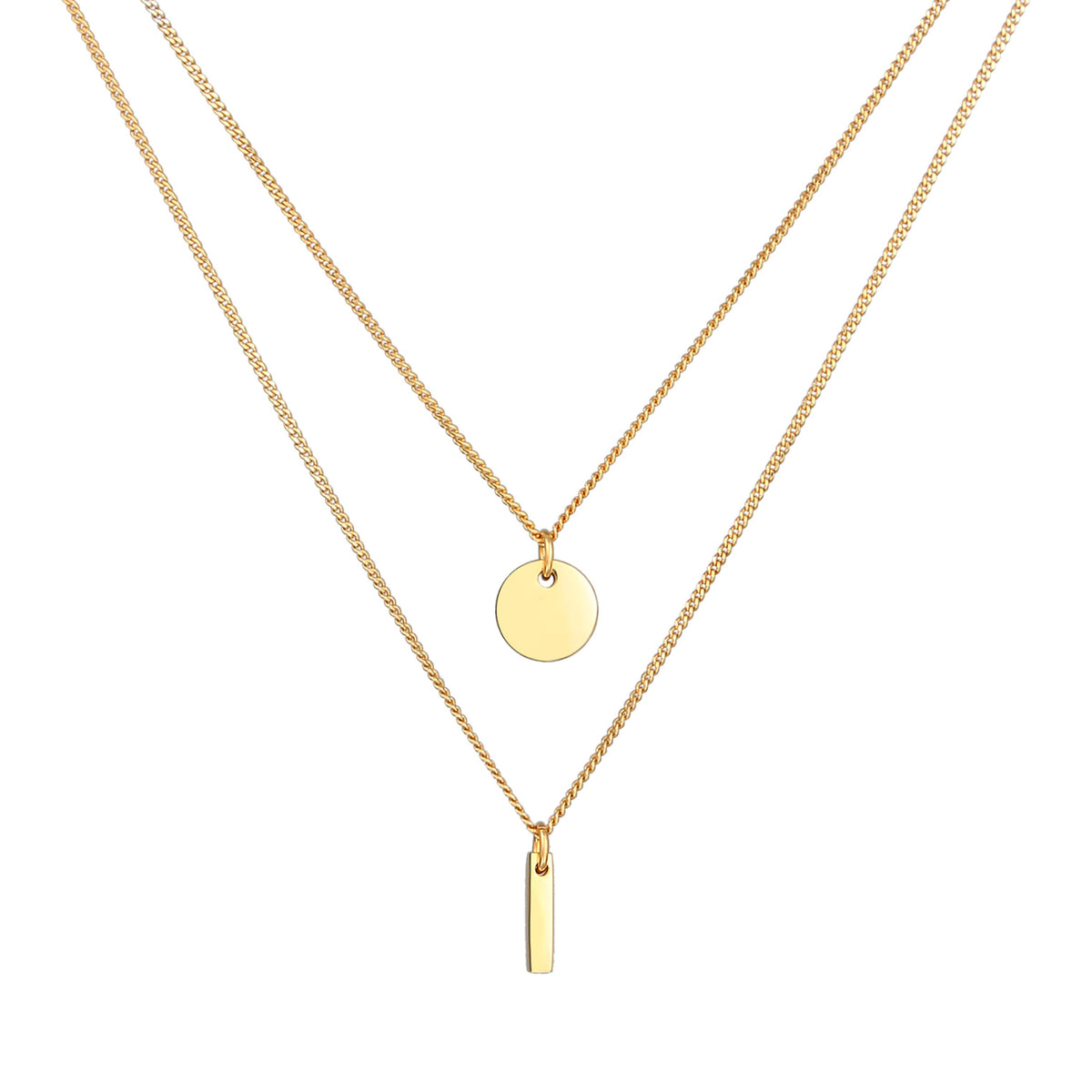 Gold - Elli | Layer-Halskette Stab Geo | 925 Sterling Silber vergoldet