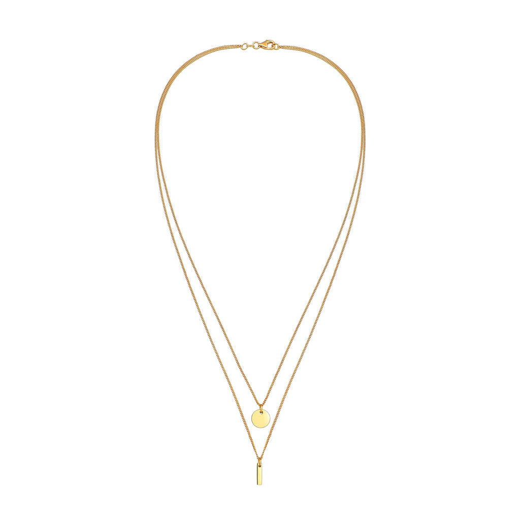 Gold - Elli | Layer-Halskette Stab Geo | 925 Sterling Silber vergoldet