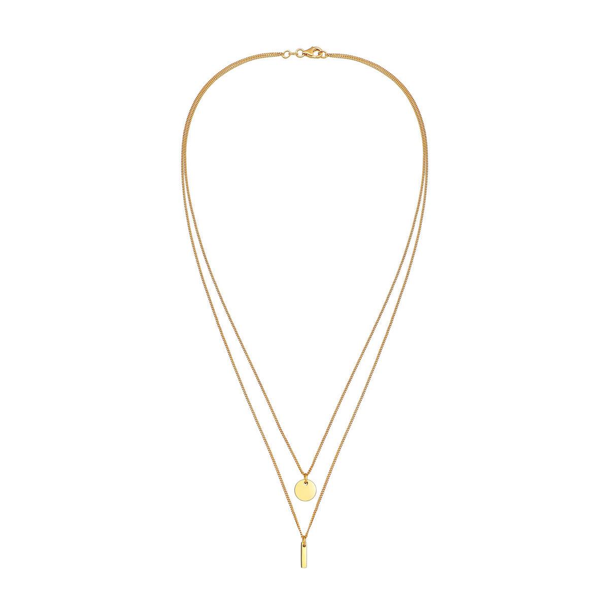Gold - Elli | Layer-Halskette Stab Geo | 925 Sterling Silber vergoldet
