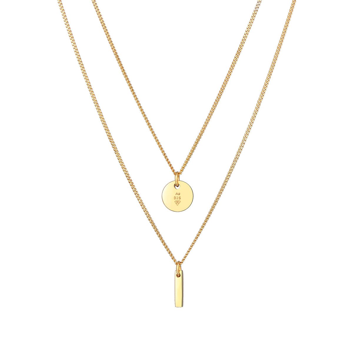 Gold - Elli | Layer-Halskette Stab Geo | 925 Sterling Silber vergoldet
