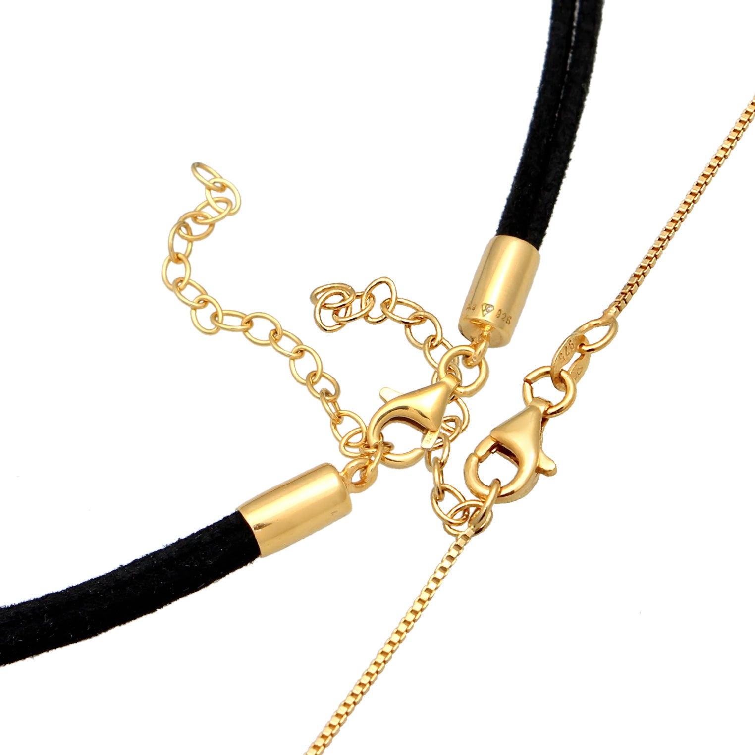 Gold - Elli | Choker Kreis | Kunstleder | 925er Sterling Silber vergoldet