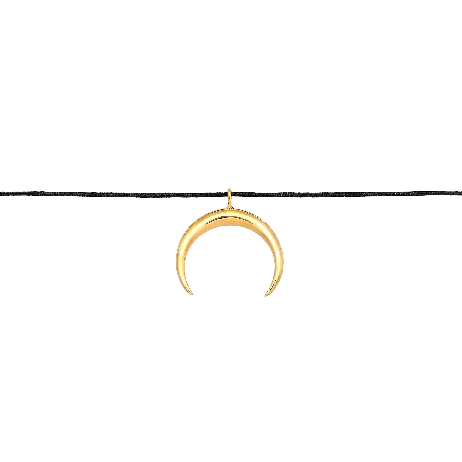 Gold - Elli | Choker Halbmond Basic | Nylon | 925 Sterling Silber vergoldet