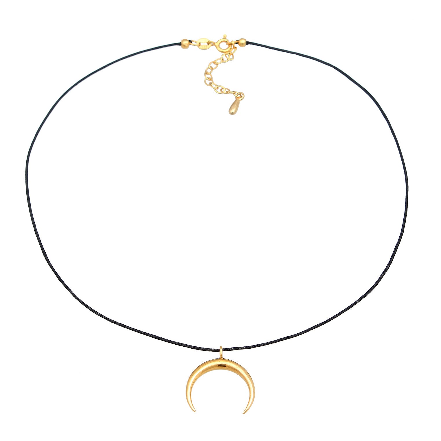 Gold - Elli | Choker Halbmond Basic | Nylon | 925 Sterling Silber vergoldet