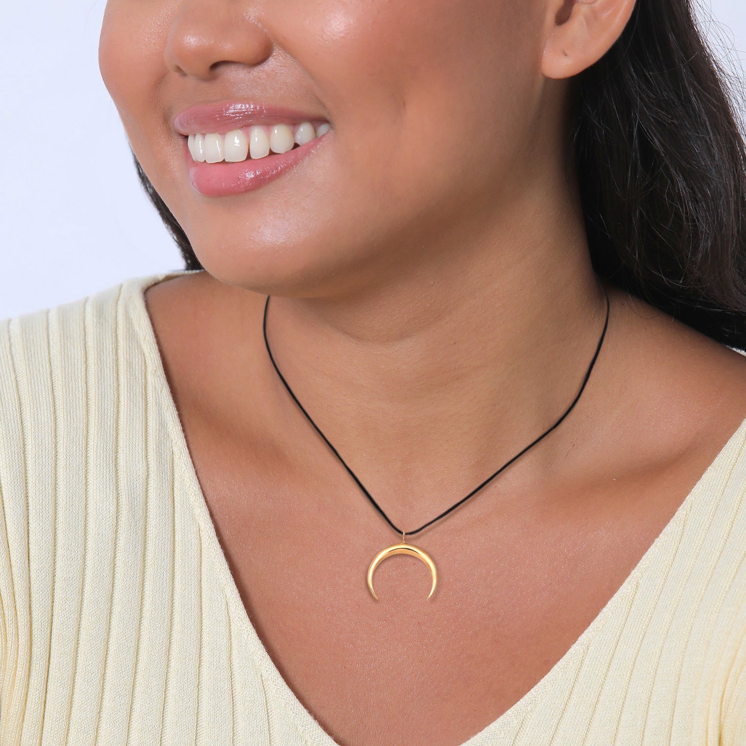 Gold - Elli | Choker Halbmond Basic | Nylon | 925 Sterling Silber vergoldet