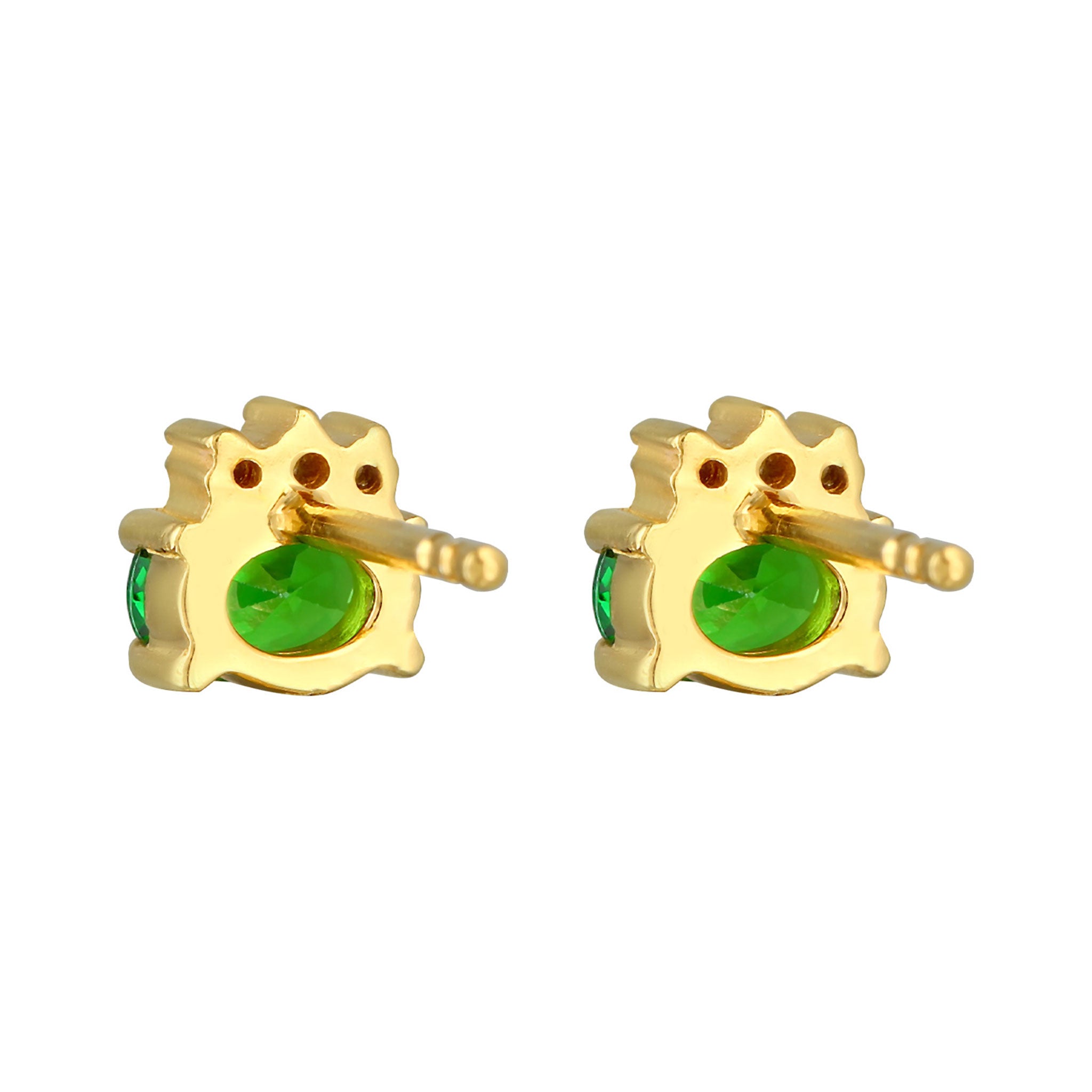 Gold - Elli | Ohrstecker Oval Klassisch | Zirkonia (Grün, Weiß) | 925er Sterling Silber vergoldet
