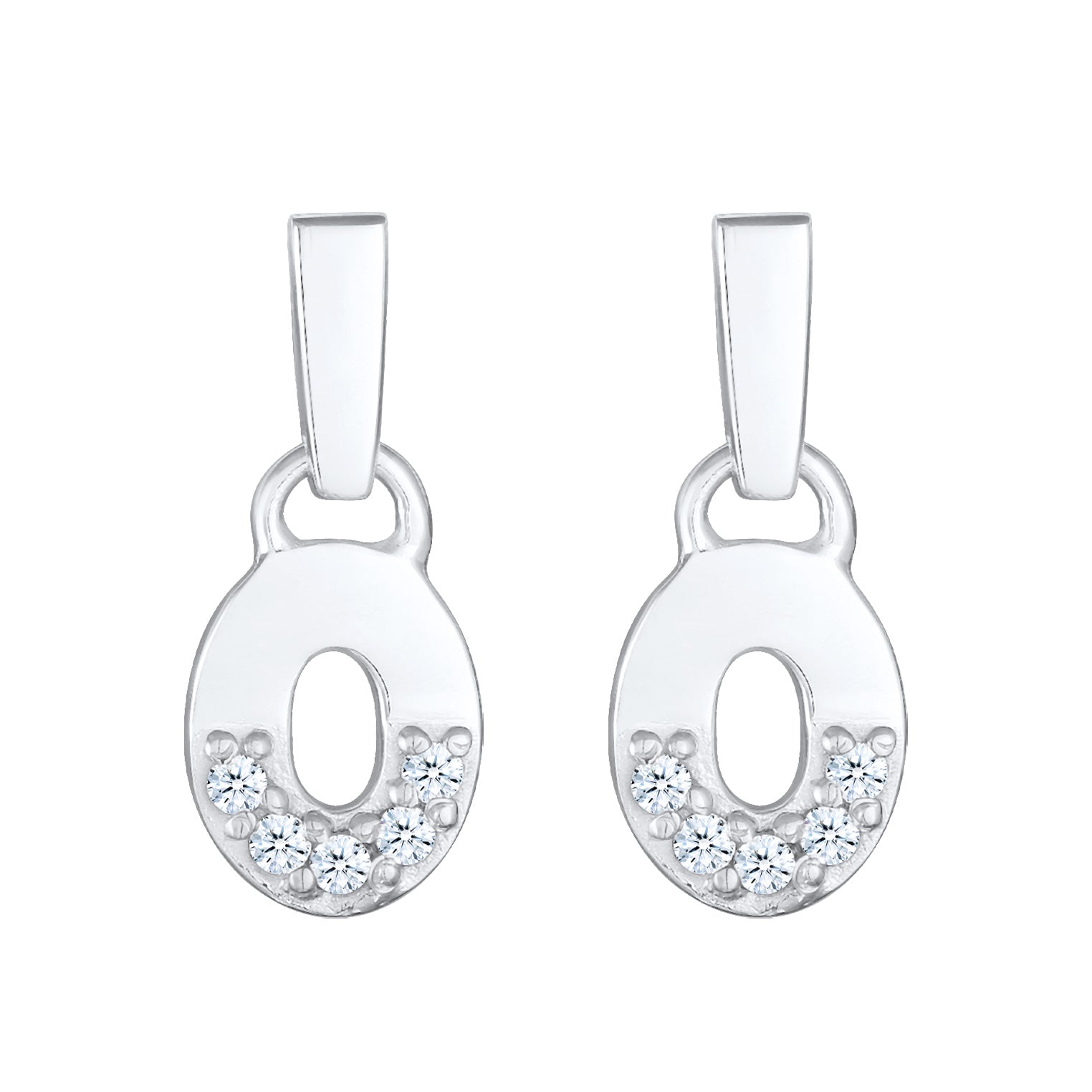 Silber - Elli DIAMONDS | Ohrhänger Rund Geo | Diamant (0.15 ct.) | 925er Sterling Silber