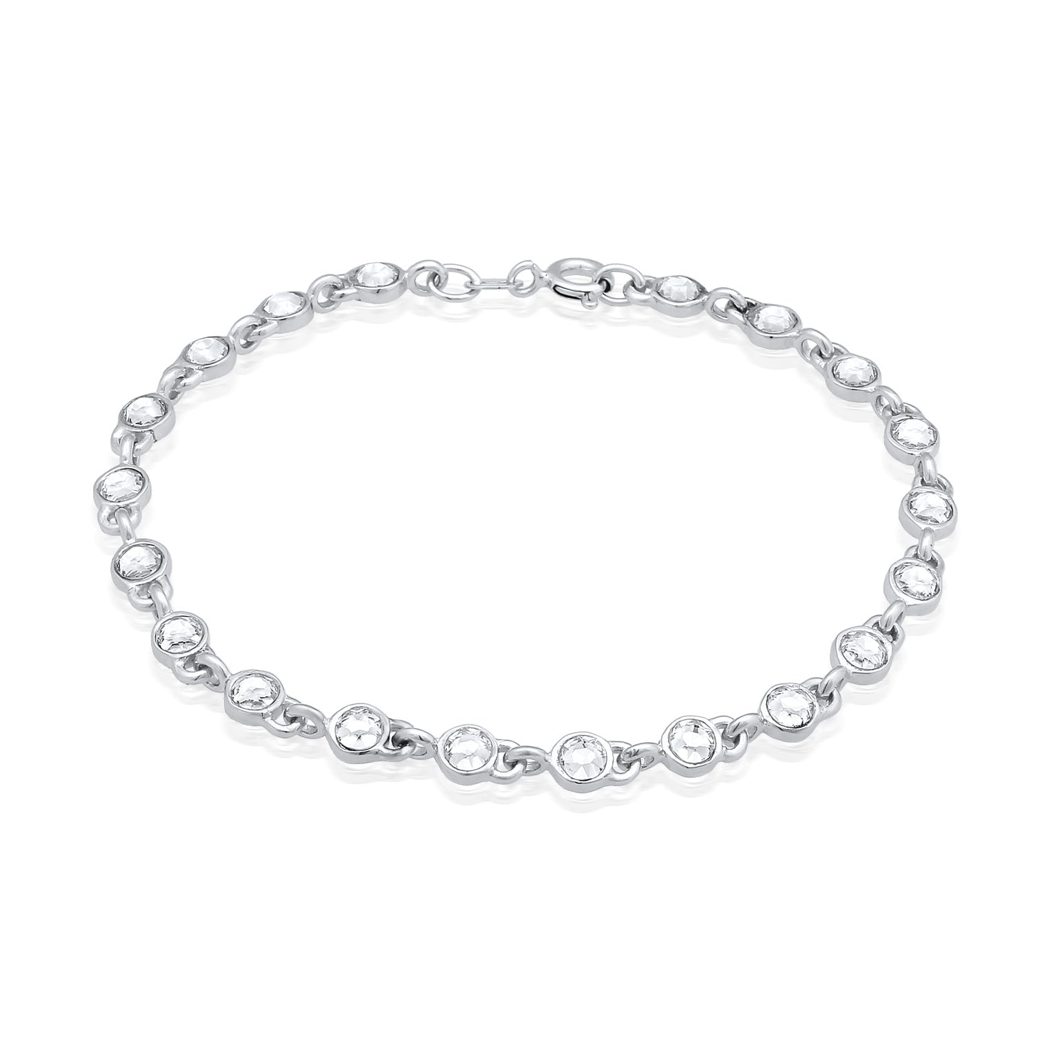 Silber - Elli | Tennisarmband Klassisch | Kristalle (Weiß) | 925er Sterling Silber