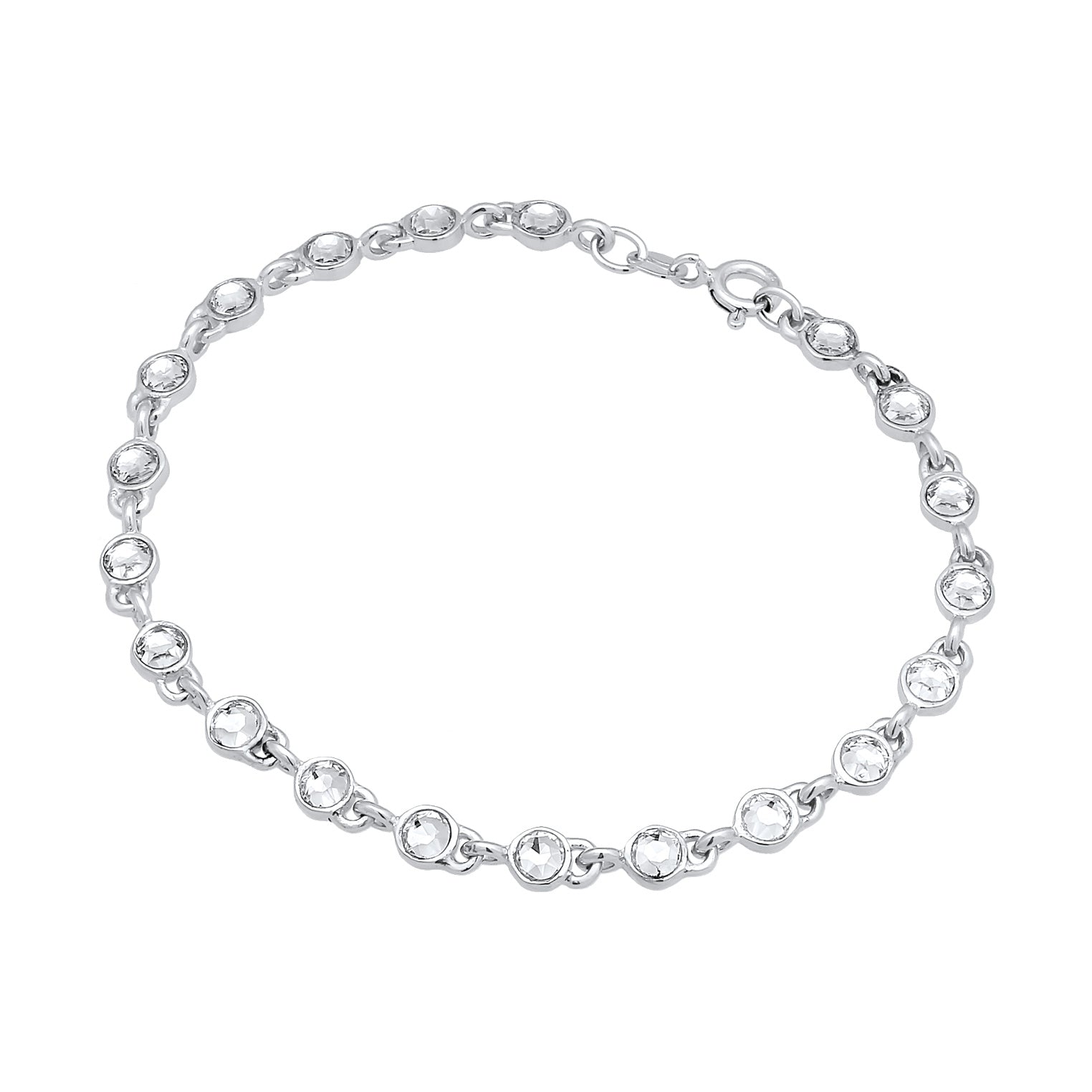 Silber - Elli | Tennisarmband Klassisch | Kristalle (Weiß) | 925er Sterling Silber