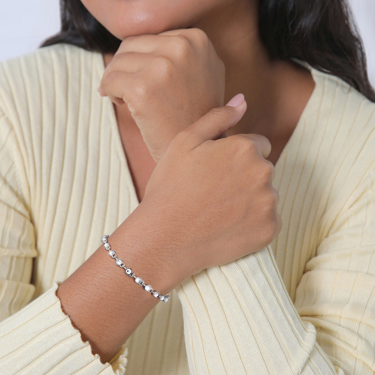 Silber - Elli | Tennisarmband Klassisch | Kristalle (Weiß) | 925er Sterling Silber