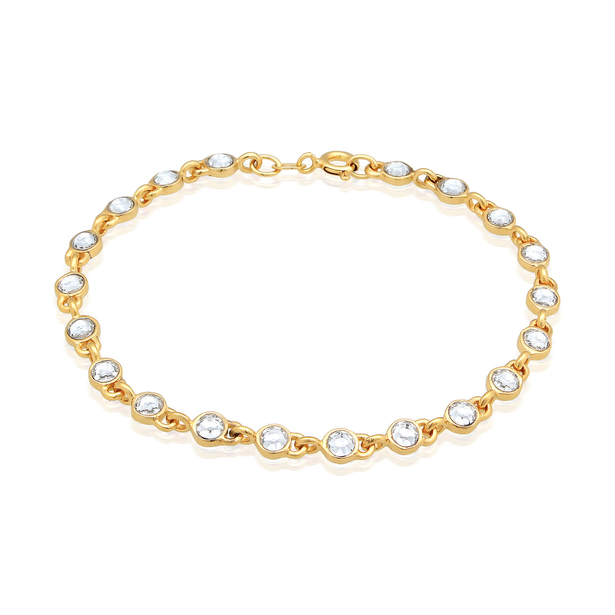 Gold - Elli | Tennisarmband Klassisch | Kristalle (Weiß) | 925er Sterling SIlber vergoldet