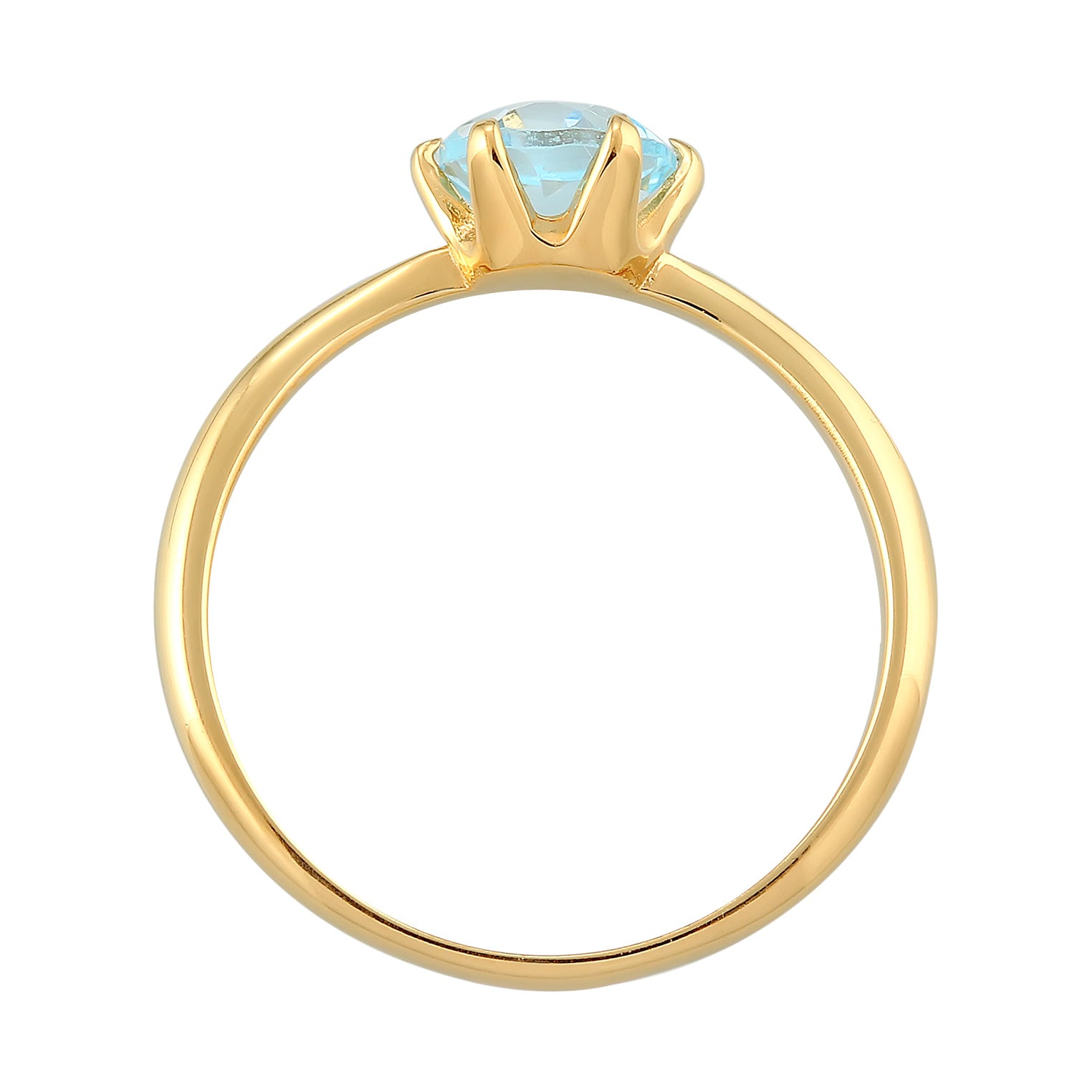 Gold - Elli PREMIUM | Solitär-Ring | Topas (Hellblau) | 925er Sterling Silber vergoldet