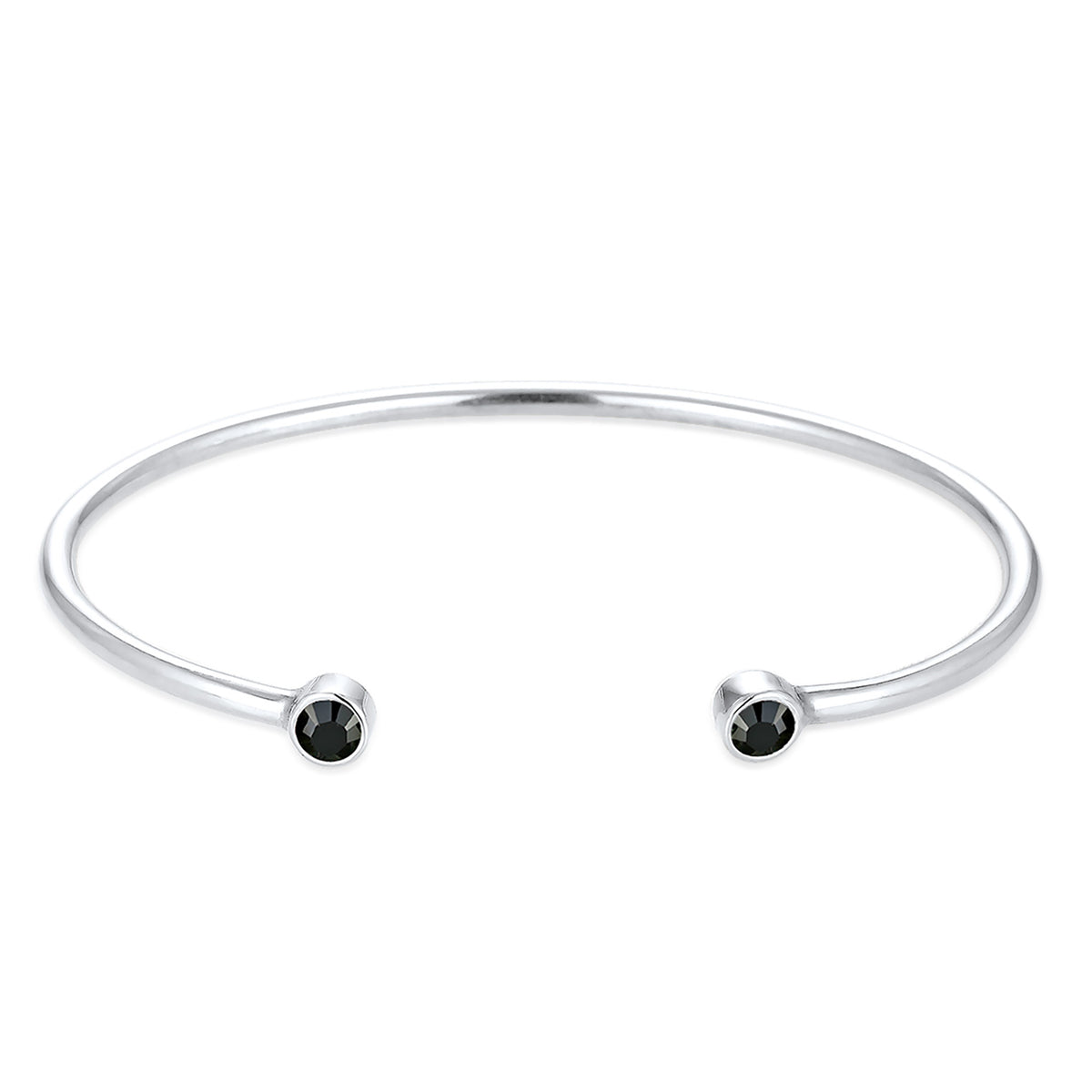 Silber - Elli | Armreif | Kristall (Schwarz] | 925er Sterling Silber