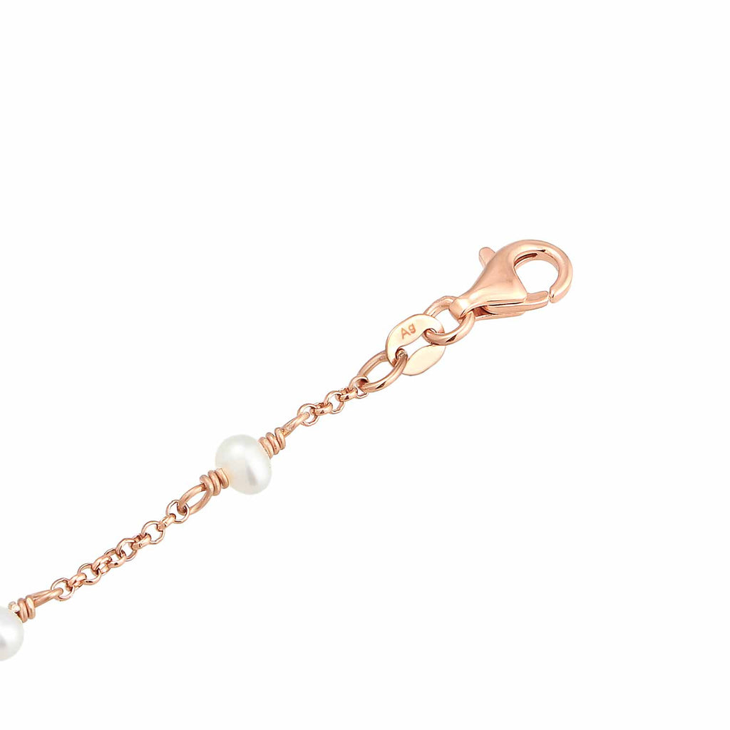 Roségold - Elli | Fußkettchen Strand | Süßwasserzuchtperlen | 925er Sterling Silber rosévergoldet
