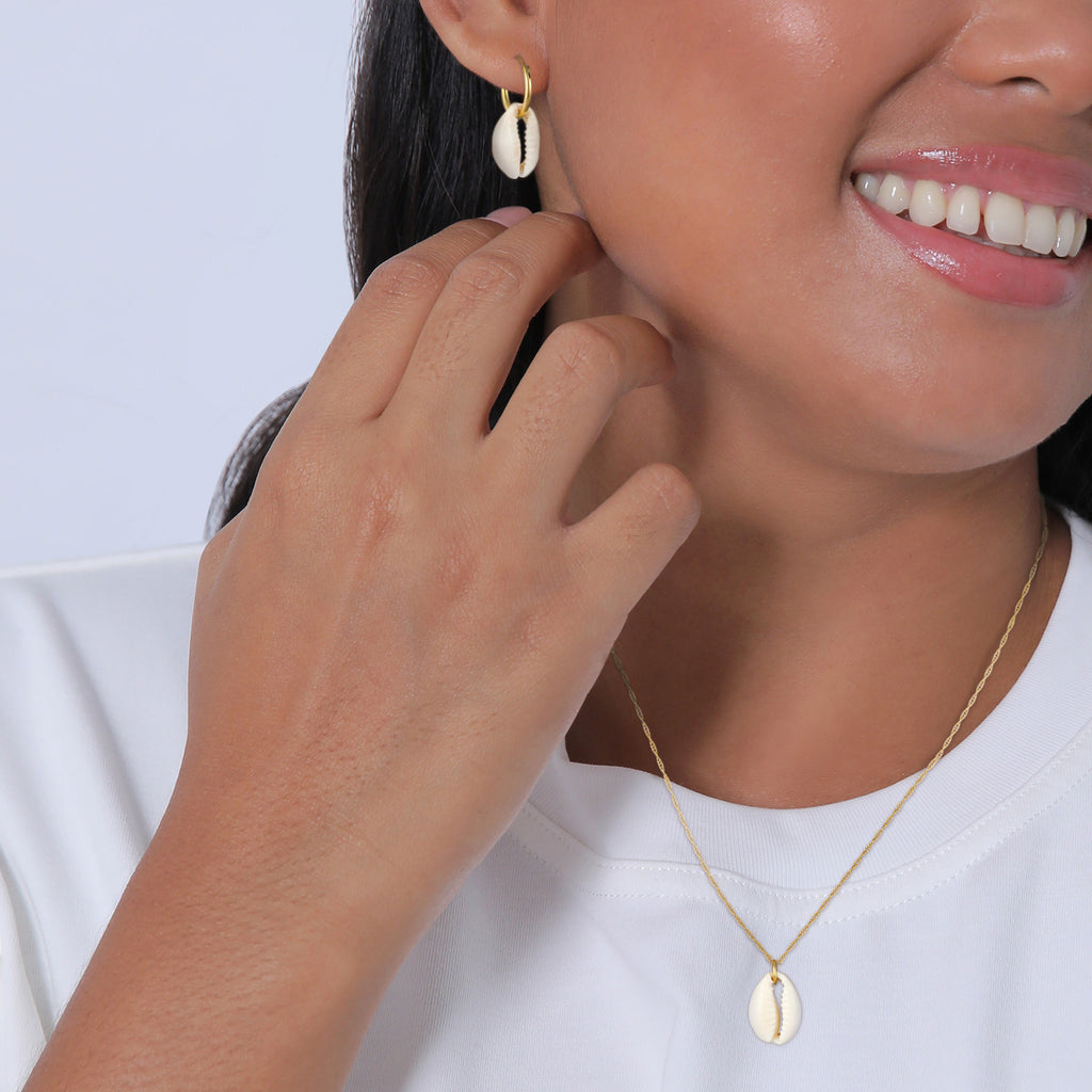 Gold - Elli | Schmuckset Kauri Muschel | 925er Sterling Silber vergoldet