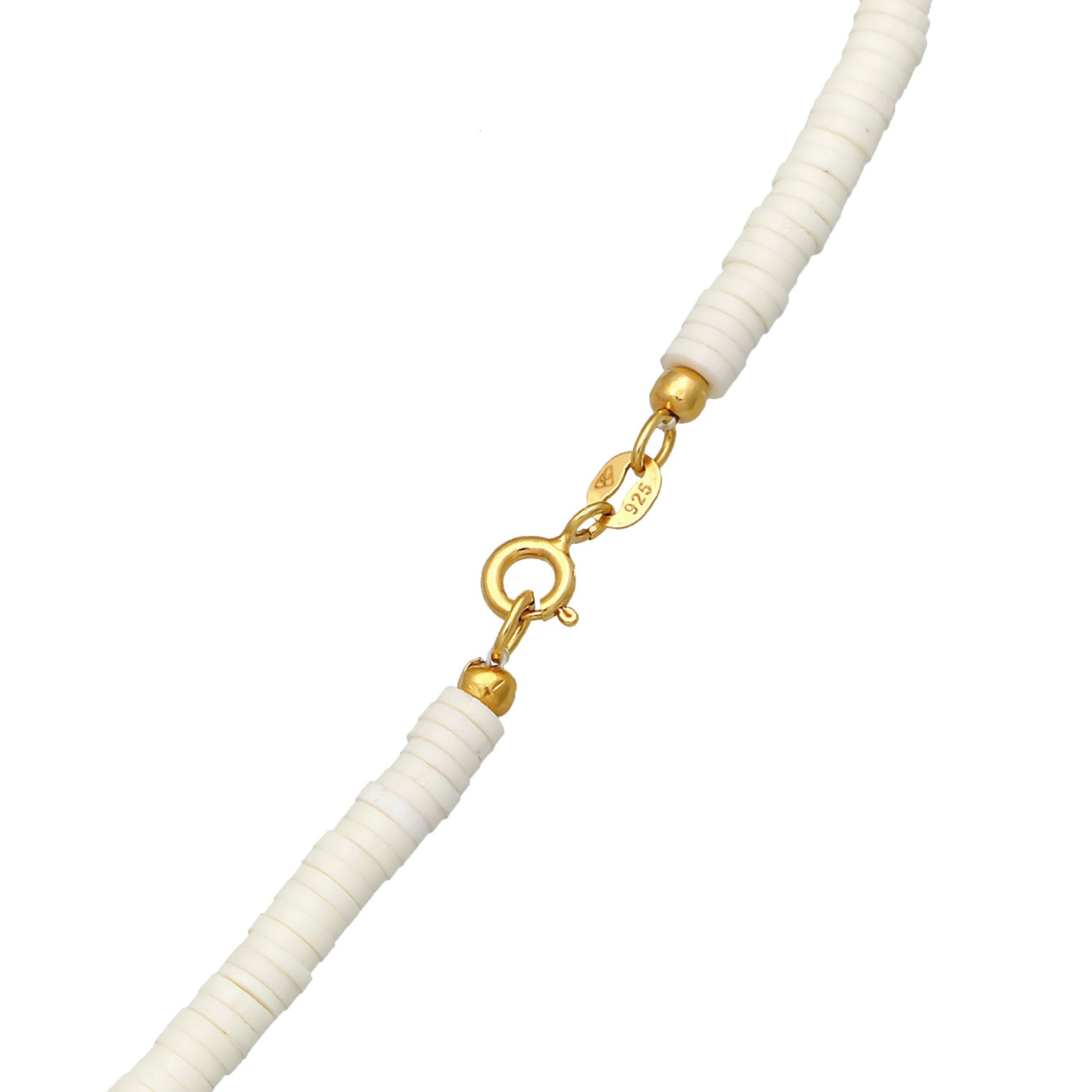 Gold - Elli | Halskette Kauri Muschel | Heishi Perlen (Bunt) | 925er Sterling Silber