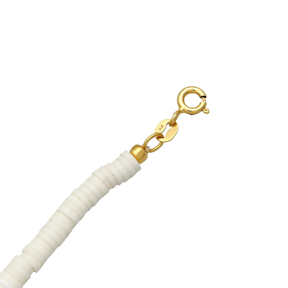 Gold - Elli | Halskette Kauri Muschel | Heishi Perlen (Bunt) | 925er Sterling Silber