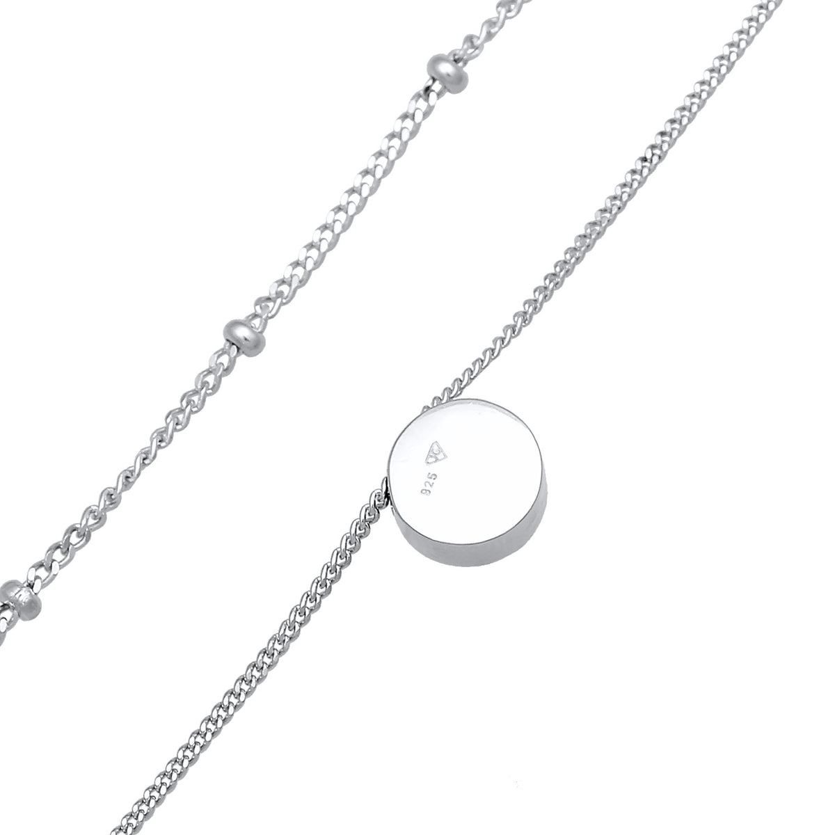 Silber - Elli | Layer-Choker Solitär Anhänger | Kristall (Weiß) | 925er Sterling Silber