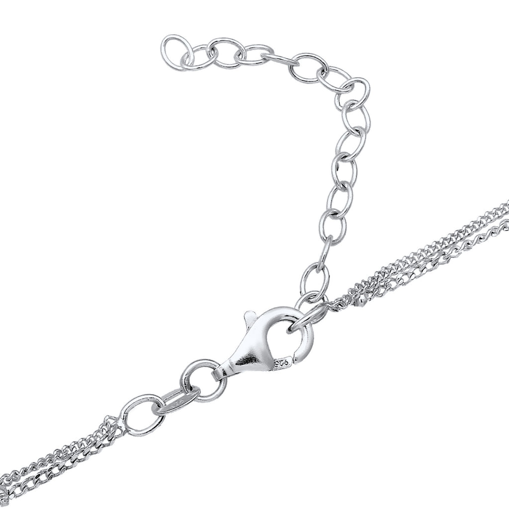 Silber - Elli | Layer-Choker Solitär Anhänger | Kristall (Weiß) | 925er Sterling Silber