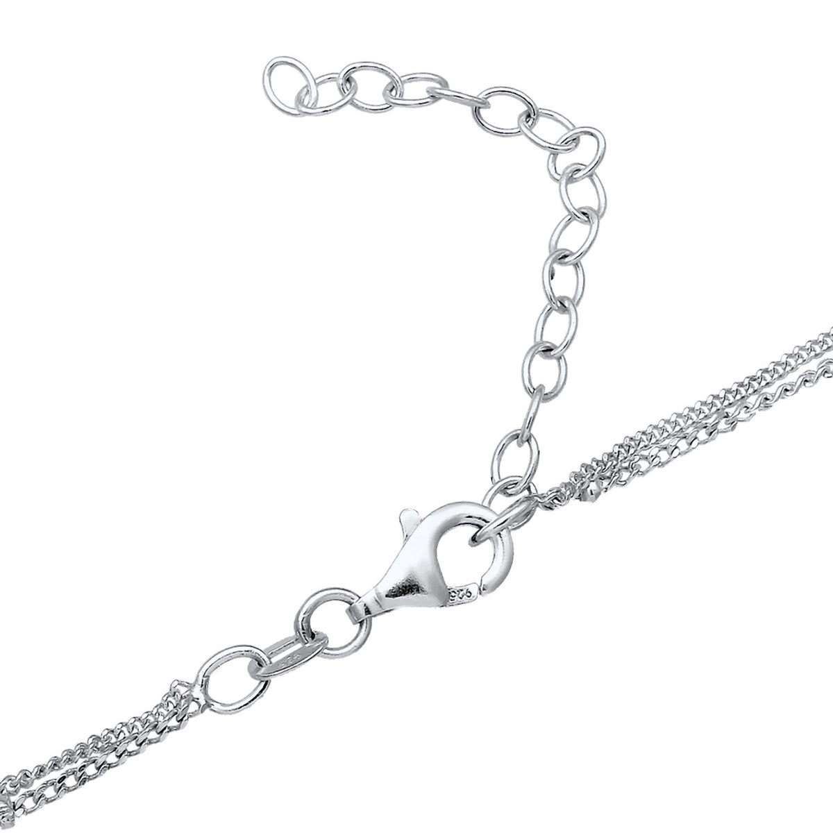 Silber - Elli | Layer-Choker Solitär Anhänger | Kristall (Weiß) | 925er Sterling Silber