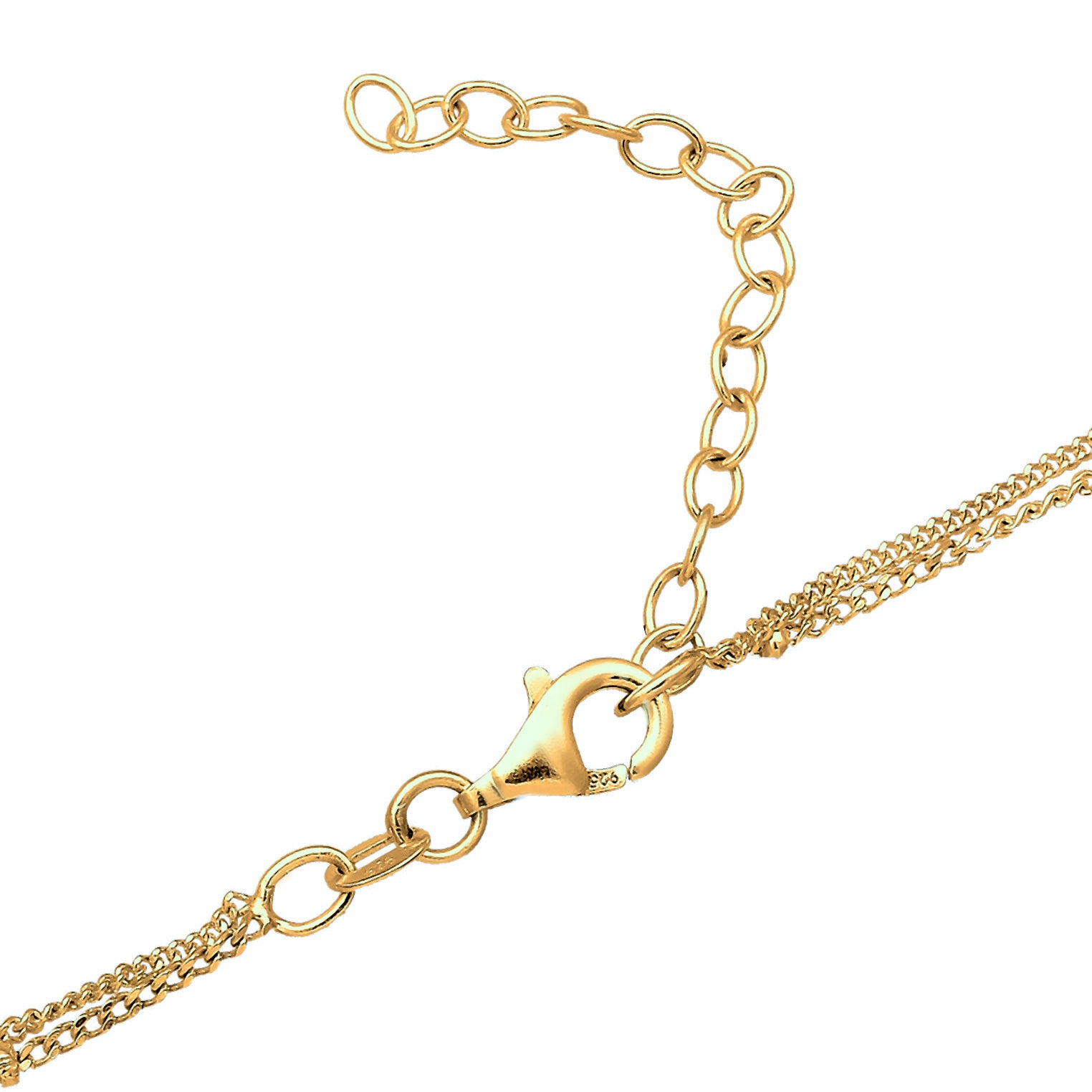 Gold - Elli | Layer-Choker Solitär Anhänger | Kristall (Weiß) | 925er Sterling Silber vergoldet