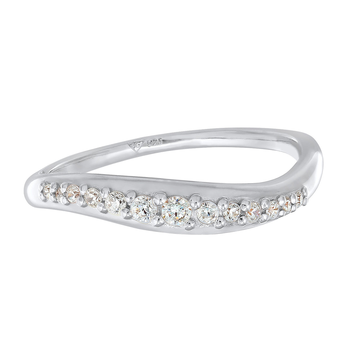 Silber - Elli | Ring Geschwungen | Zirkonia Kristalle (Weiß) | 925er Sterling Silber