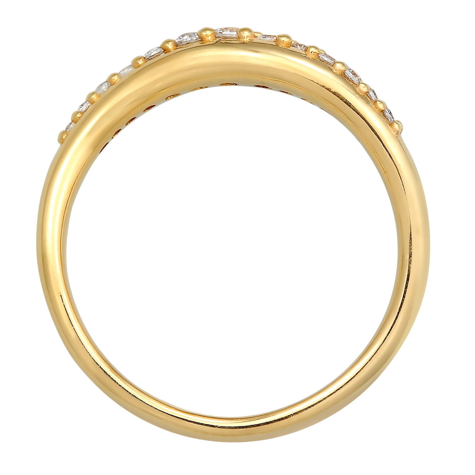 Gold - Elli | Ring Geschwungen | Zirkonia Kristalle (Weiß) | 925er Sterling Silber vergoldet