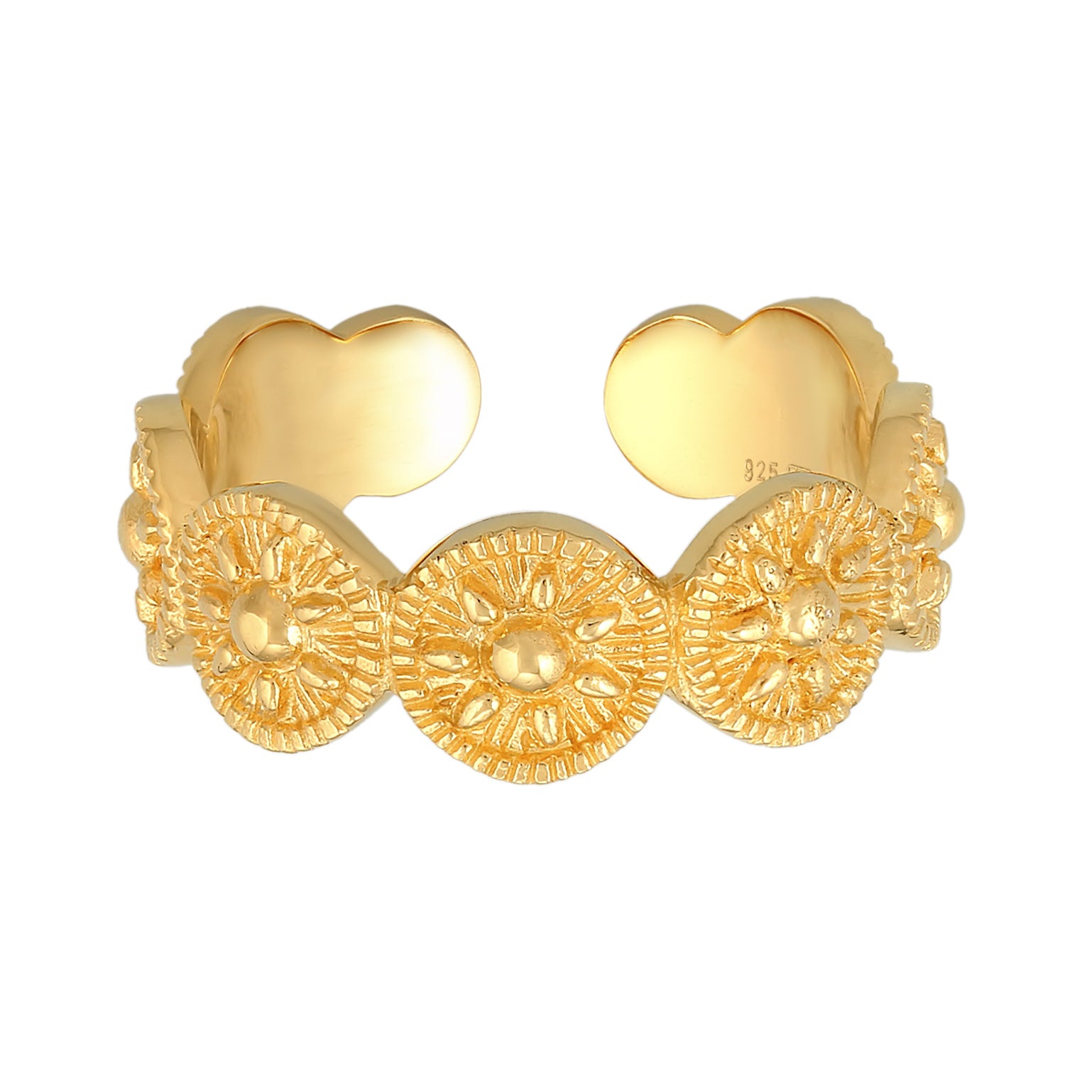 Gold - Elli | Bandring Offen Sonne | 925er Sterling Silber vergoldet