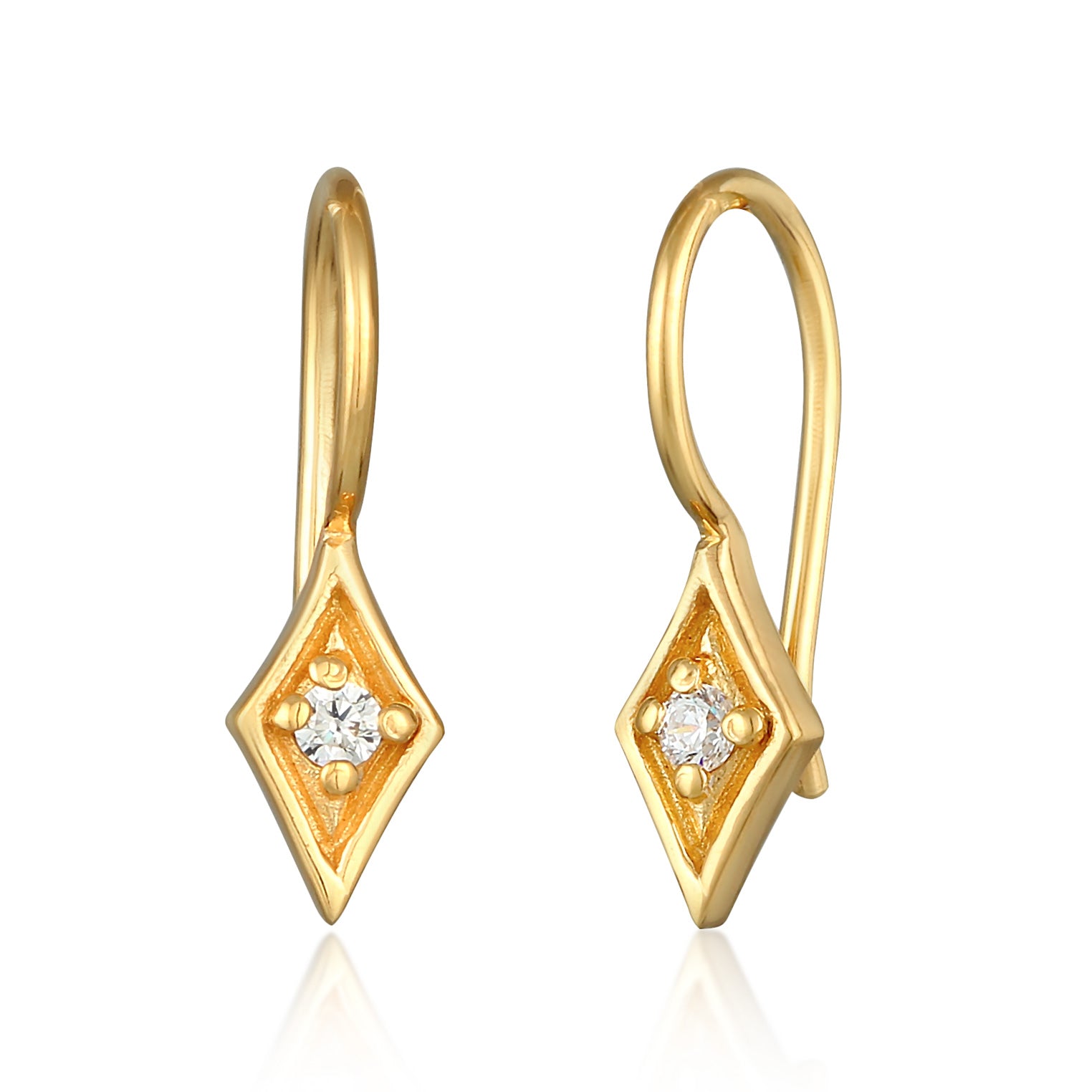 Gold - Elli DIAMONDS | Ohrhänger Raute | Diamant (0.06 ct.) | 925er Sterling Silber vergoldet