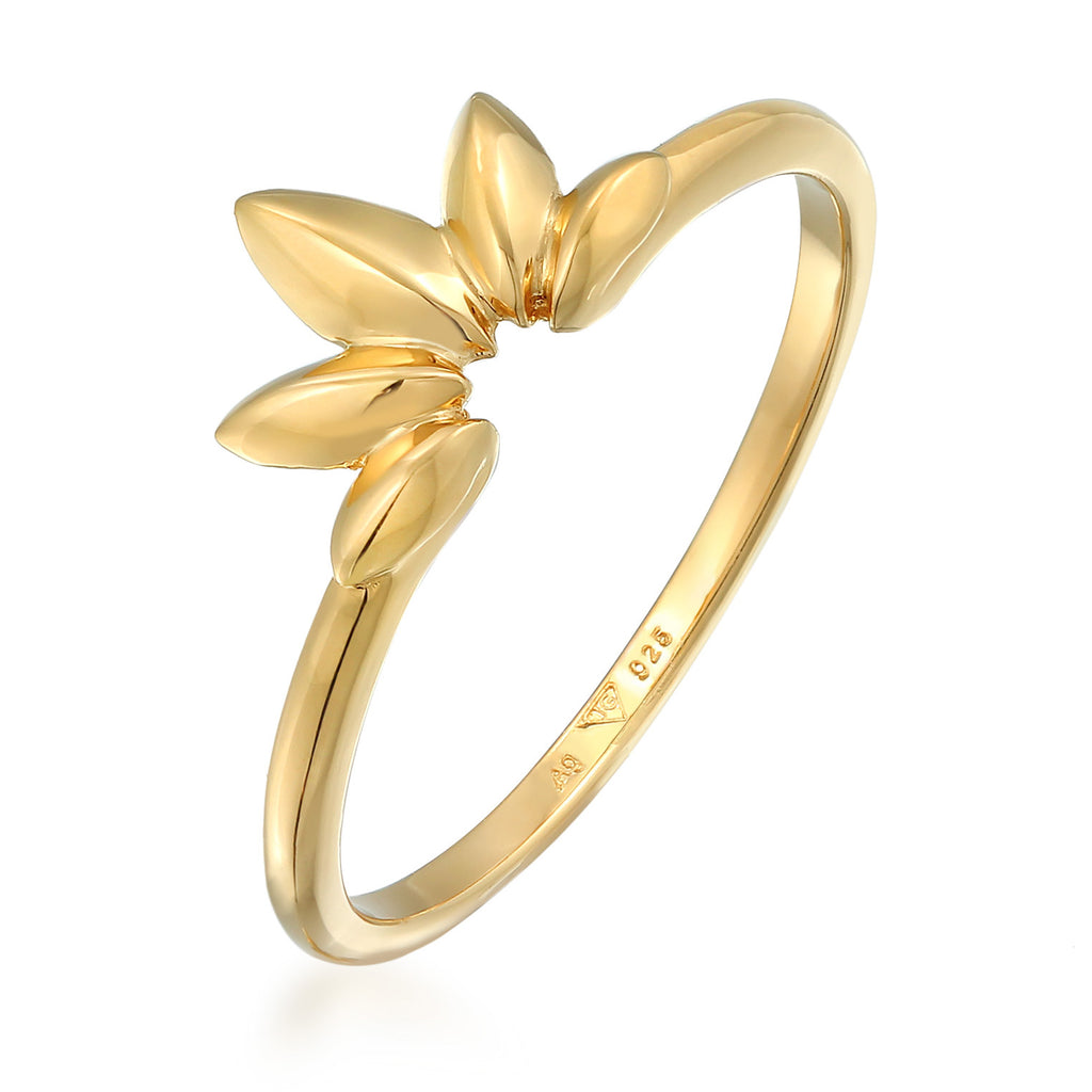 Gold - Elli | Ring Blatt | 925er Sterling Silber vergoldet