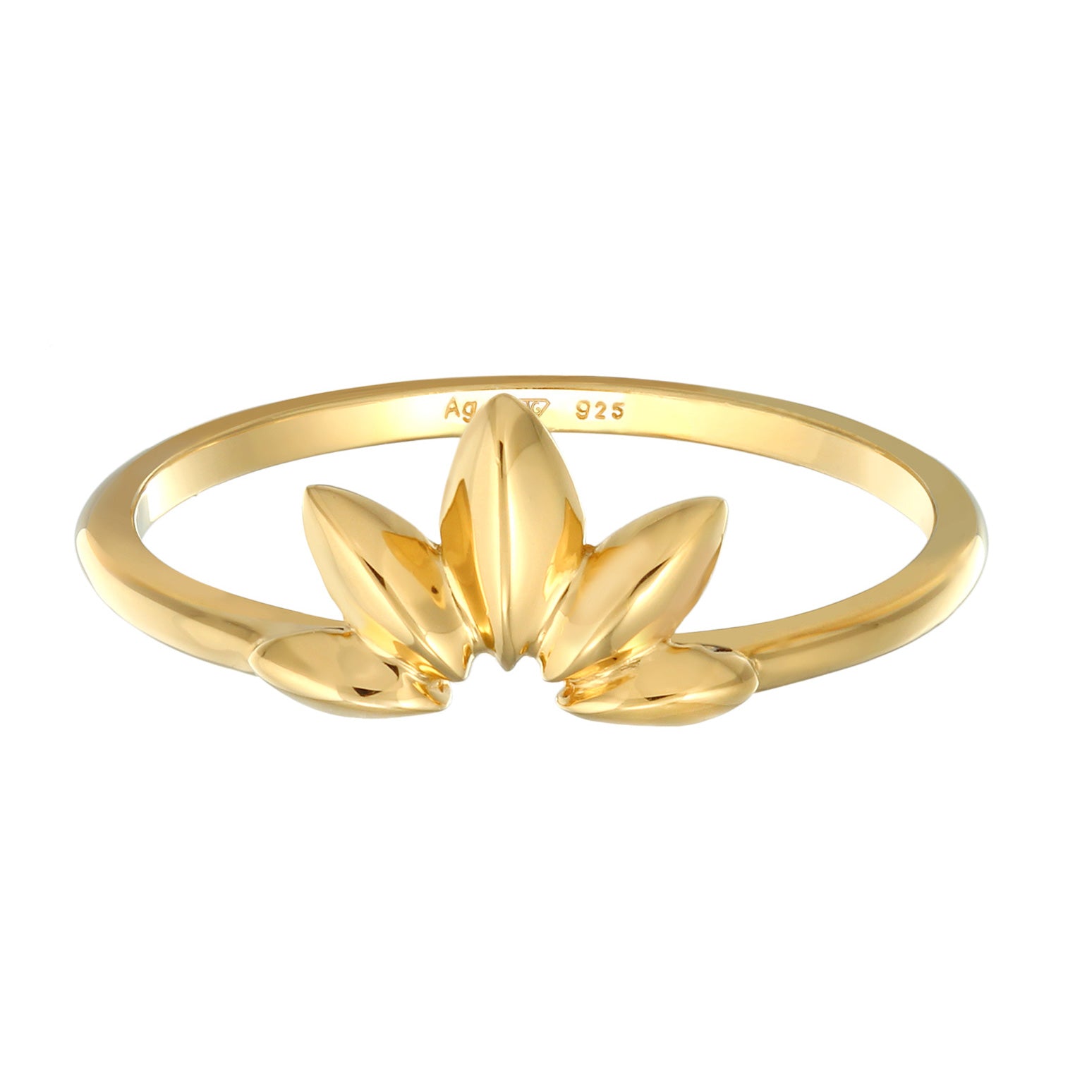 Gold - Elli | Ring Blatt | 925er Sterling Silber vergoldet