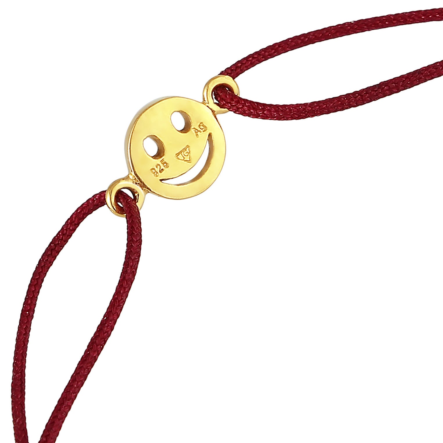 Gold - Elli | Armband mit Smiling Face | Nylon | 925er Sterling Silber vergoldet