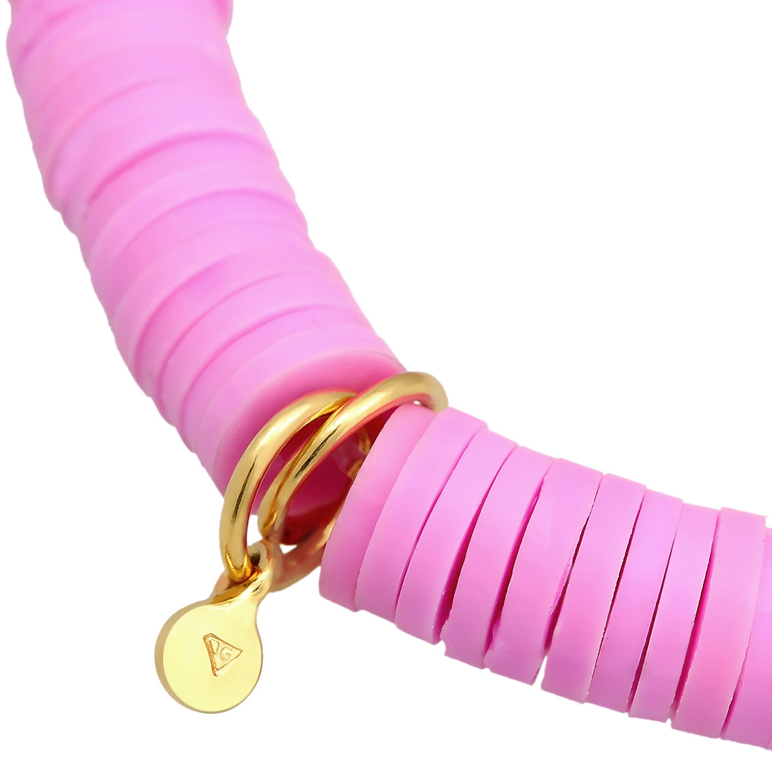 Hellviolett - Elli | Armband Kauri Muschel | Heishi- Perlen (Pink) | 925er Sterling Silber vergoldet