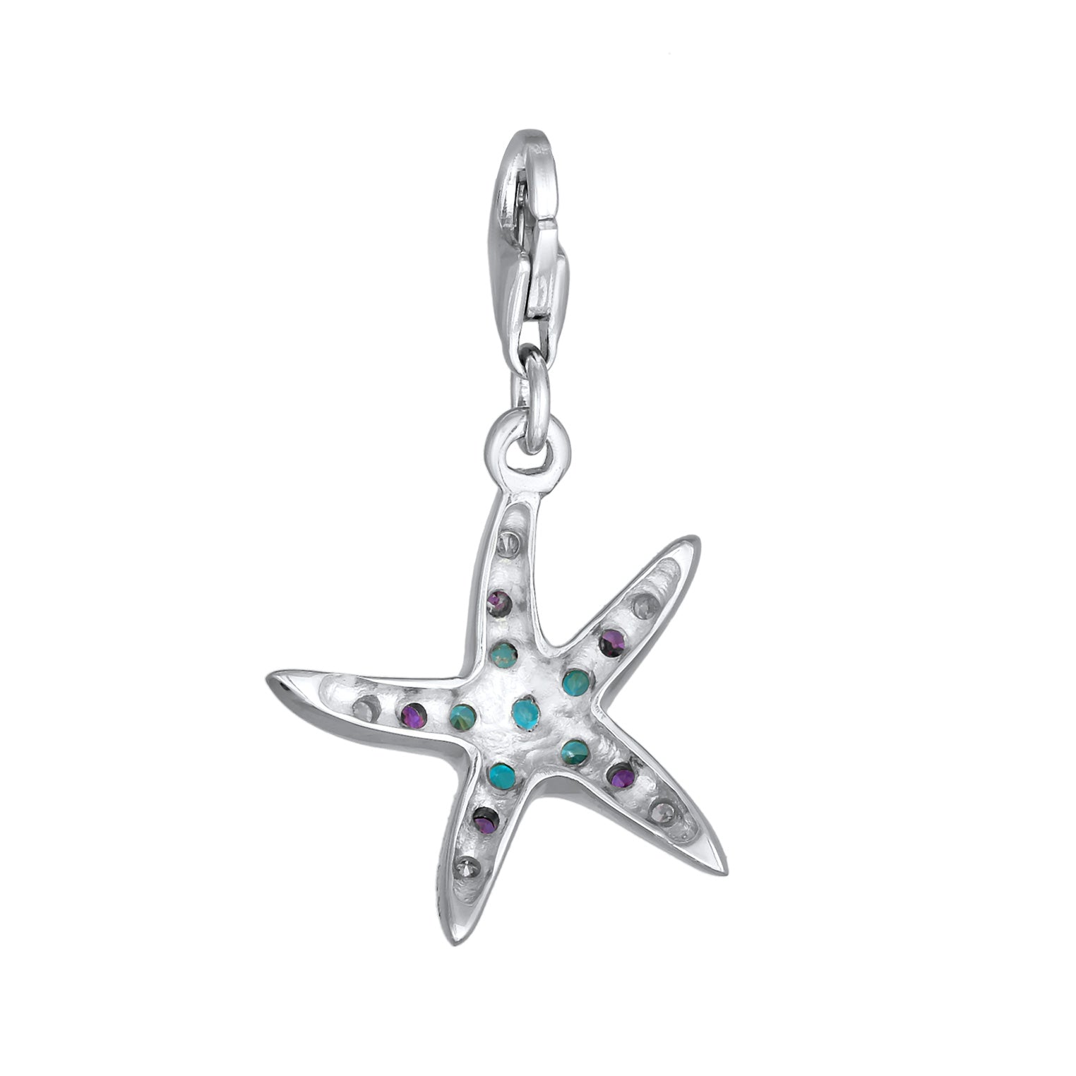 Silber - Nenalina | Charm Seestern | Zirkonia (Hellblau, Lila) | 925er Sterling Silber