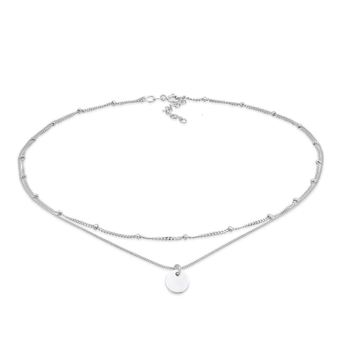Silber - Elli | Layer-Choker Kugeln Plättchen | 925er Sterling Silber