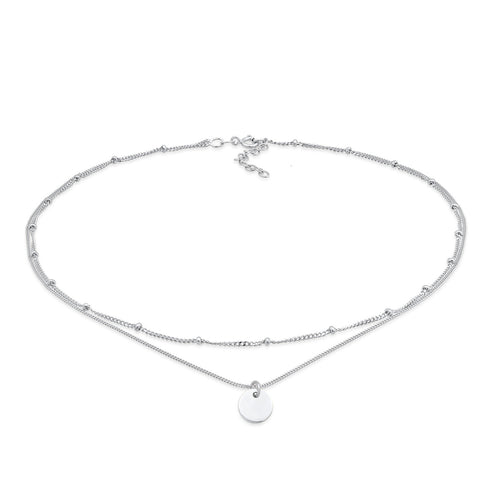 Silber - Elli | Layer-Choker Kugeln Plättchen | 925er Sterling Silber