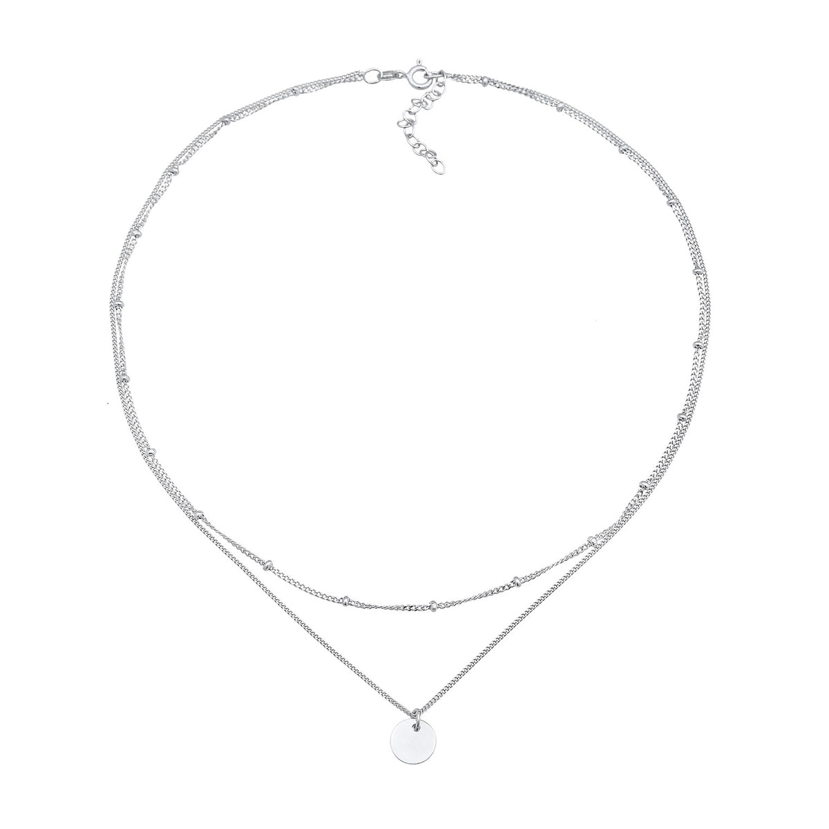 Silber - Elli | Layer-Choker Kugeln Plättchen | 925er Sterling Silber