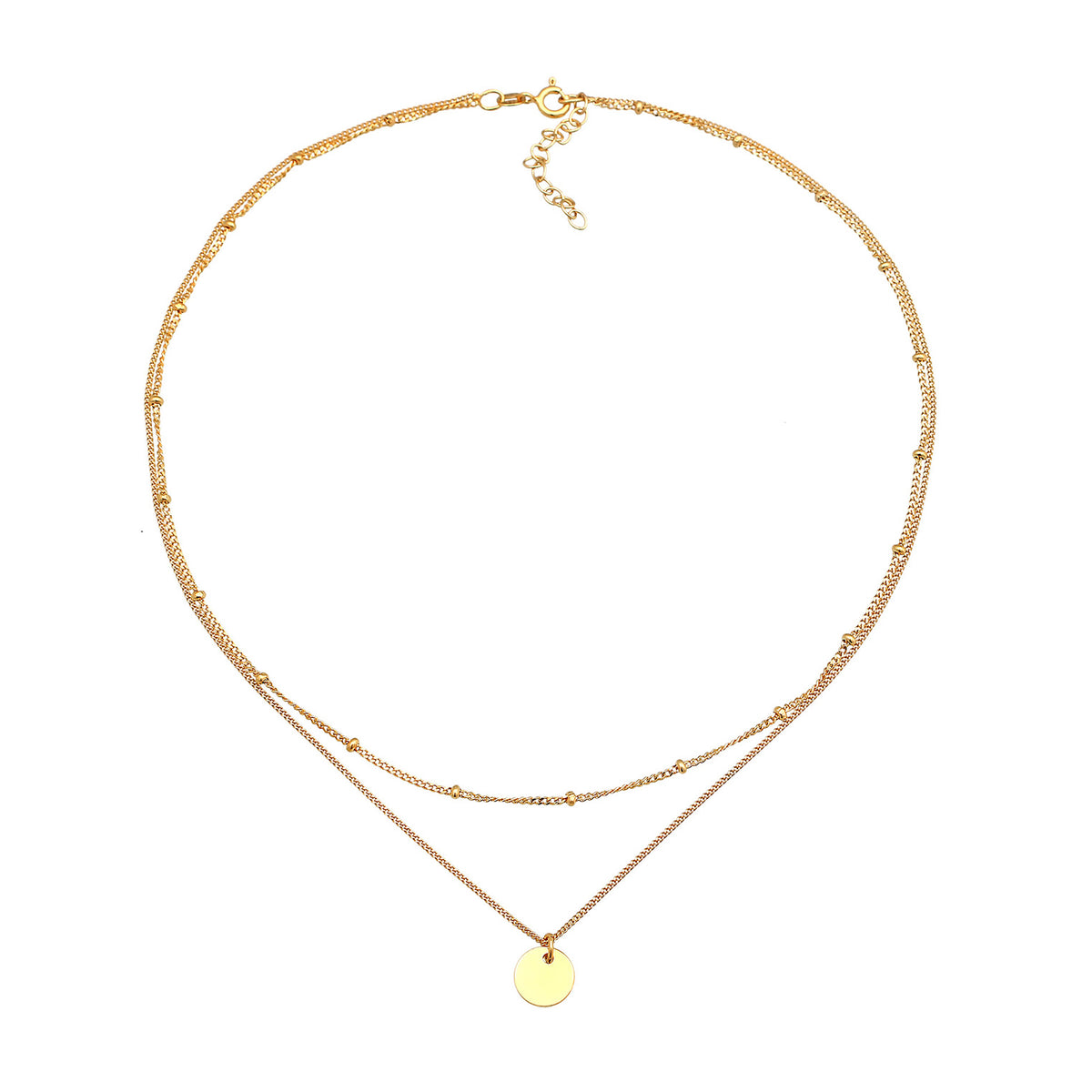 Gold - Elli | Layer-Choker Kugeln Plättchen | 925er Sterling Silber vergoldet
