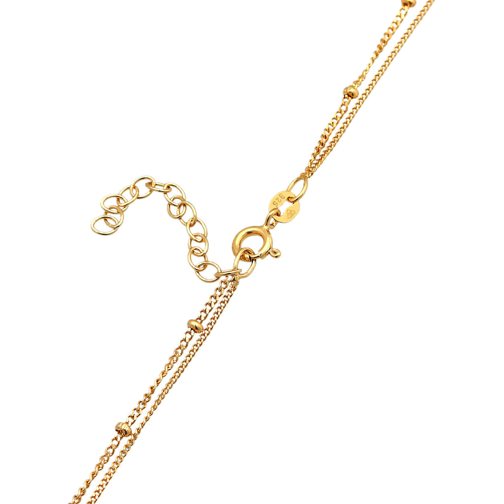 Gold - Elli | Layer-Choker Kugeln Plättchen | 925er Sterling Silber vergoldet