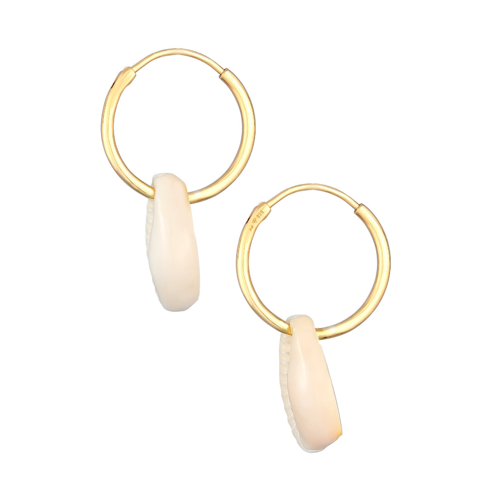 Gold - Elli | Creolen Trend | Kauri Muschel | 925er Sterling Silber vergoldet